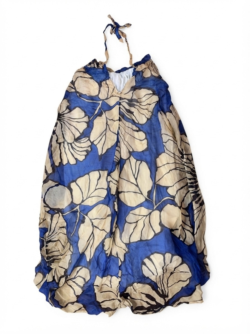 Bellambra Made in Italy Silk Viscose Botanical Halter Maxi Dress M